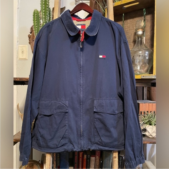 Vintage 90's Tommy Hilfiger Full Zip Harrington Style Big Logo